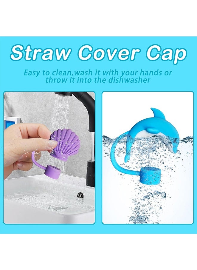 Generic - 6PCS Straw Cover Cap for Stanley Cup, Silicone Sea Animal Straw Topper for Stanley 30&40 Oz Tumbler with Handle, 10mm 0.4in Dust-Proof Reusable Straw Tips Lids. (Color 3) - Image 1