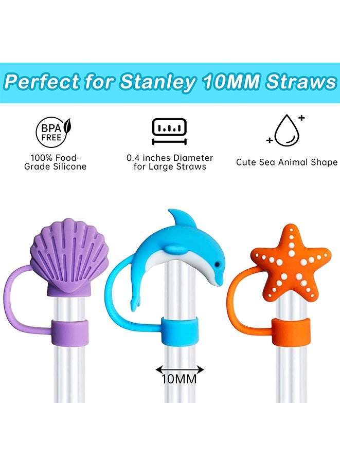 Generic - 6PCS Straw Cover Cap for Stanley Cup, Silicone Sea Animal Straw Topper for Stanley 30&40 Oz Tumbler with Handle, 10mm 0.4in Dust-Proof Reusable Straw Tips Lids. (Color 3) - Image 1