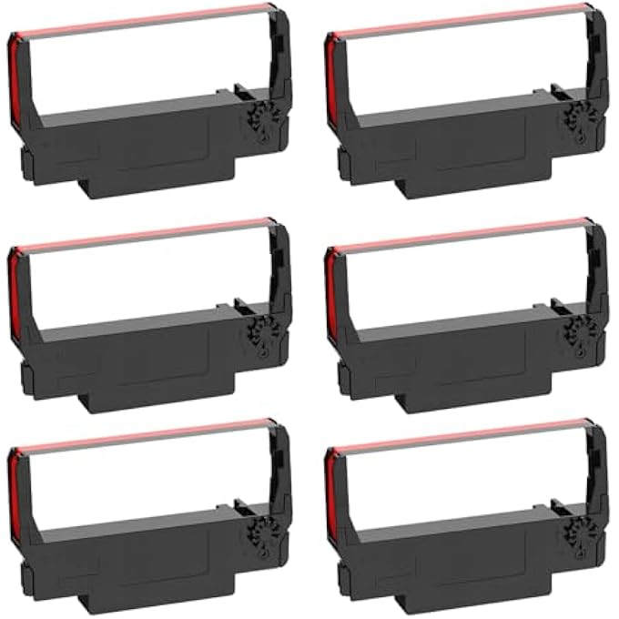 ERC30 BLACK AND RED PRINTER RIBBON REPLACEMENT FOR ERC-30/34/38 B/R RIBBONS WORK WITH RIBBON PRINTER (BLACK AND RED, 6-PACK) - Image 1