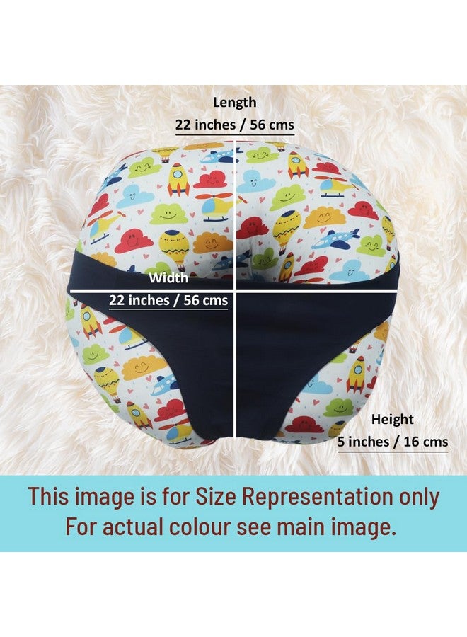 Kradyl Kroft 5In1 Baby Feeding Pillow With 100% Cotton Detachable Cover|With Belt&Baby Hoop|Breastfeeding Pillow|Nursing Pillow (Travel Times) Multicolor  - Image 5