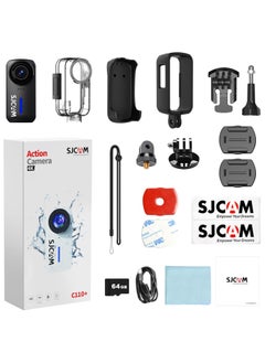 SJCAM 4K Action Camera, Pocket Cam, Stabilization, Waterproof, Mini Helmet Camera,170° FOV, Suitable for Vlogging and Web Cam, Built-in Speaker&Mic, with Helmet Mount Kits, 64G Card, Black  - Image 1
