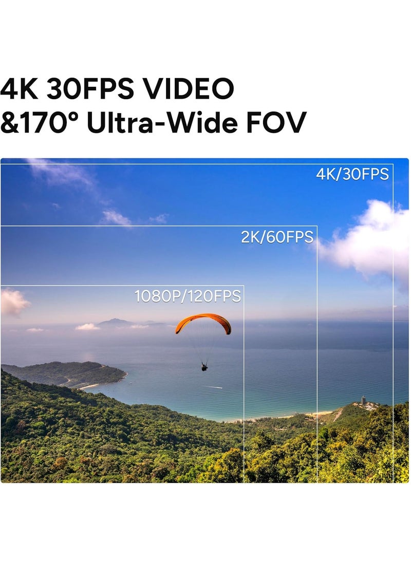 أس جي كام - كاميرا أكشن 4K، كاميرا جيب، تثبيت، مقاومة للماء، كاميرا خوذة صغيرة، مجال رؤية 170 درجة، مناسبة للتدوين المرئي وكاميرا الويب، مكبر صوت وميكروفون مدمجان، مع مجموعات تثبيت على الخوذة، بطاقة 64 جيجابايت، لون أسود - Image 1
