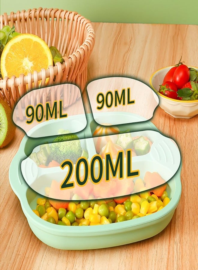 Oicia Silicone Plates with Suction, Children Baby Dinner Plate, Silicone Baby Feeding Plate, Suction Grip Divided Dish for Toddlers, Babies Divided Dish, Food Plates for Toddler (Pack of 1, Green) - Image 4
