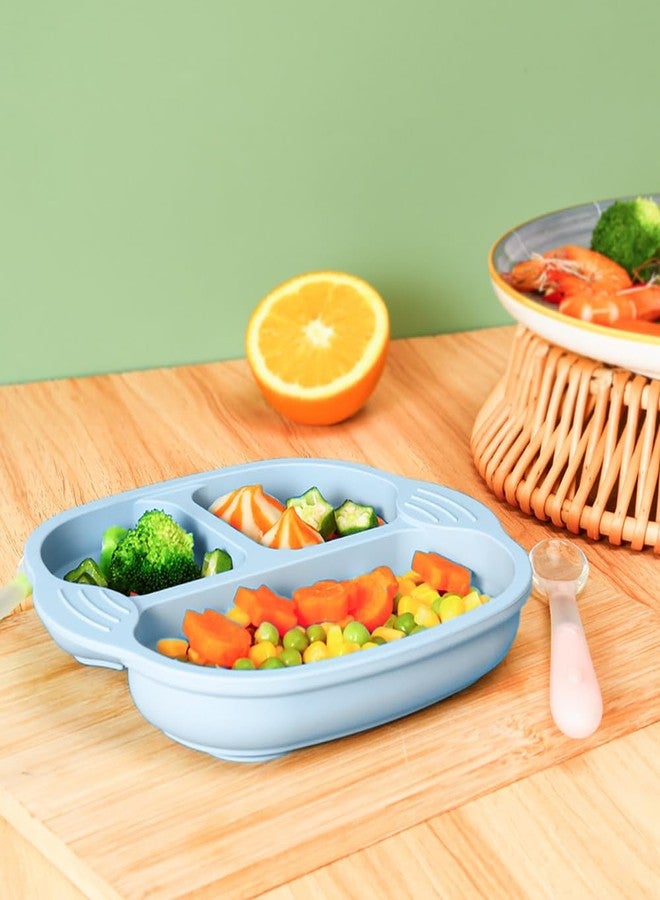 Oicia Silicone Plates with Suction, Children Baby Dinner Plate, Silicone Baby Feeding Plate, Suction Grip Divided Dish for Toddlers, Babies Divided Dish, Food Plates for Toddler (Pack of 1, Green) - Image 3