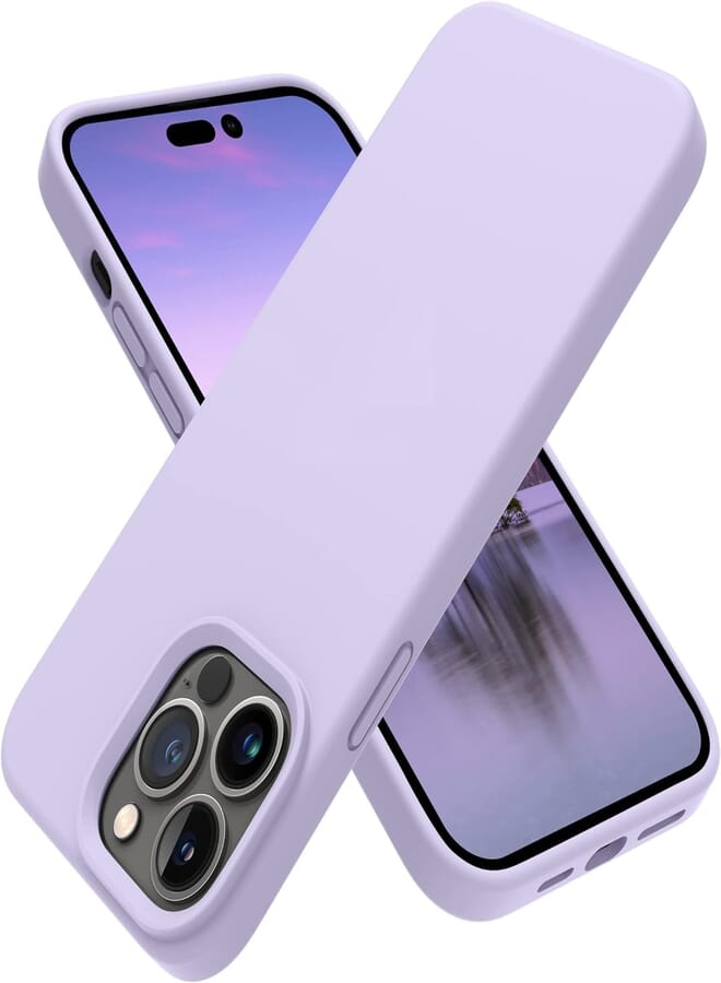 Next store Compatible with iPhone 14 Pro Max Case, Liquid Silicone Case, Full Body Protective Cover, Shockproof, Slim Phone Case, Anti-Scratch Soft Microfiber Lining (Lavender)