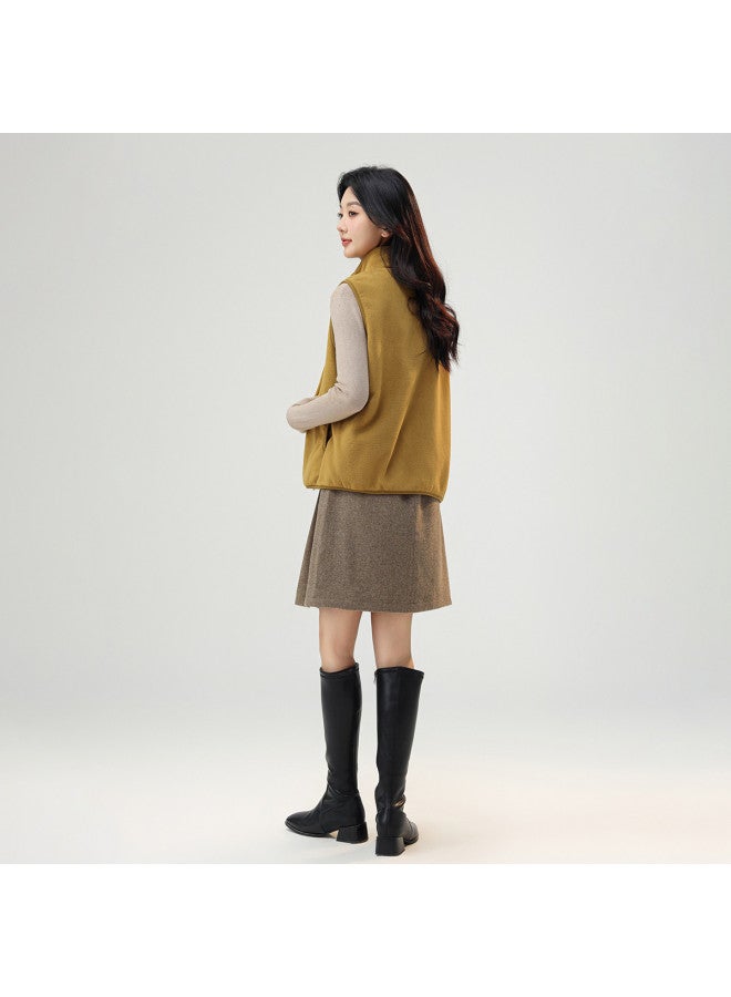 Flying in the snow Women's Simple Stand Collar Fleece Vest Fashion Casual Series Autumn Winter Soft Home Outdoor Vest - Image 4