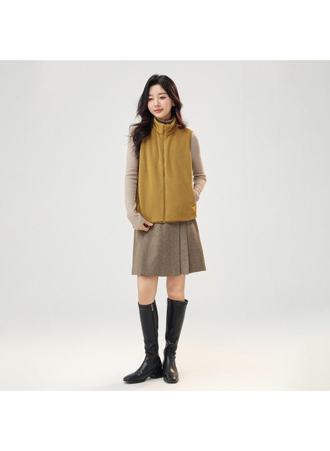 Flying in the snow Women's Simple Stand Collar Fleece Vest Fashion Casual Series Autumn Winter Soft Home Outdoor Vest - Image 3