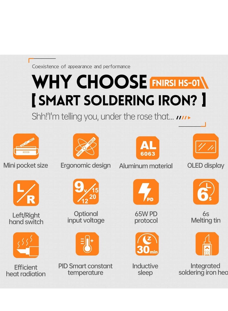 Y&D Soldering Iron Kit Mini Digital Iron, OLED Screen Display, Fast Internal Heating, Auto Sleep, Blue - Image 4