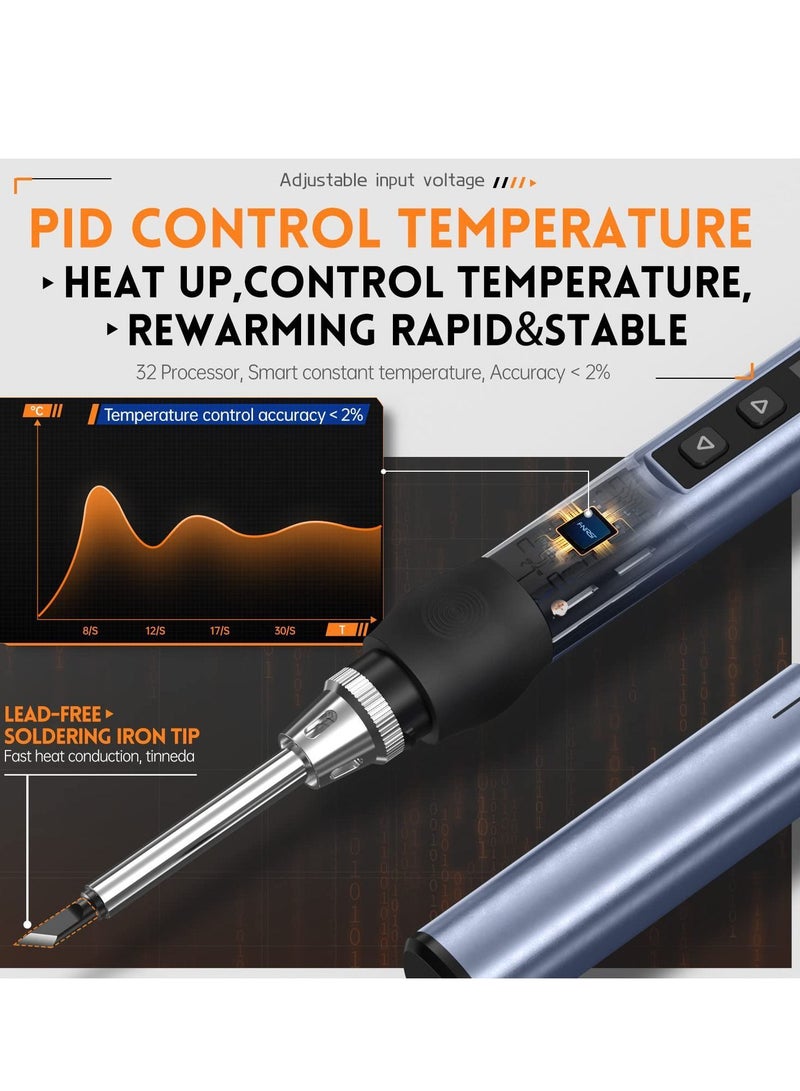 Y&D Soldering Iron Kit Mini Digital Iron, OLED Screen Display, Fast Internal Heating, Auto Sleep, Blue - Image 5