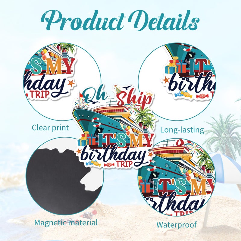 MENIFEND Birthday Cruise Door Decorations Magnetic, 8 Pcs Retro Nautical Cruise Ship Magnets, Colorful Cabin Door Signs Fridge Magnets Decor - Image 3