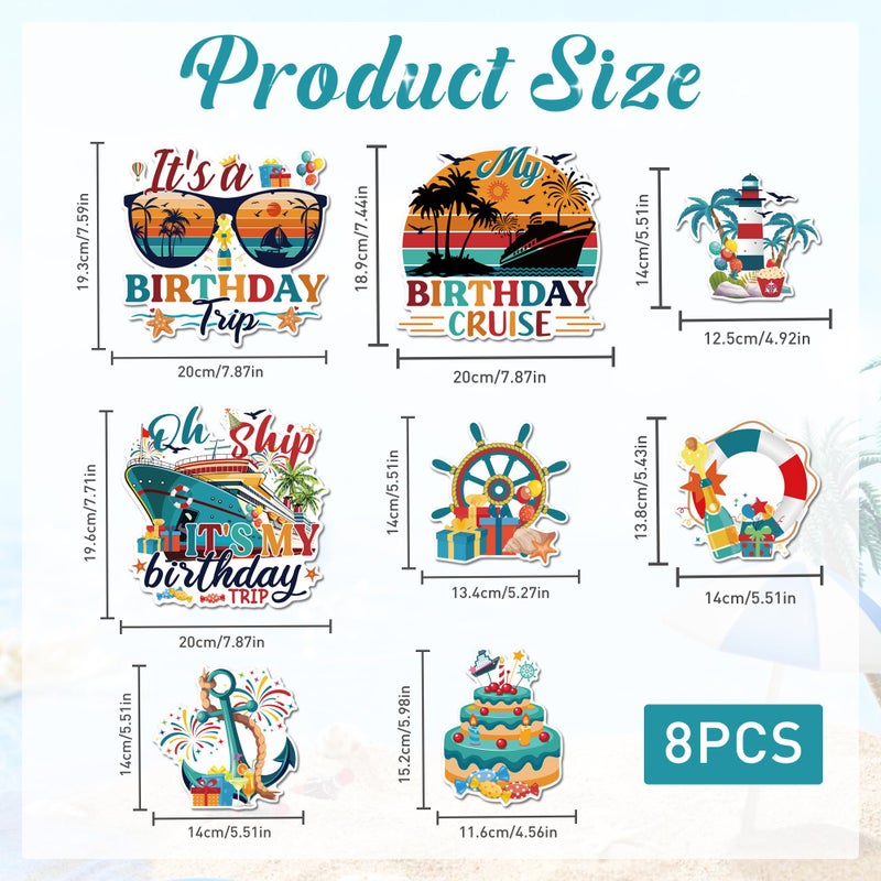 MENIFEND Birthday Cruise Door Decorations Magnetic, 8 Pcs Retro Nautical Cruise Ship Magnets, Colorful Cabin Door Signs Fridge Magnets Decor - Image 2
