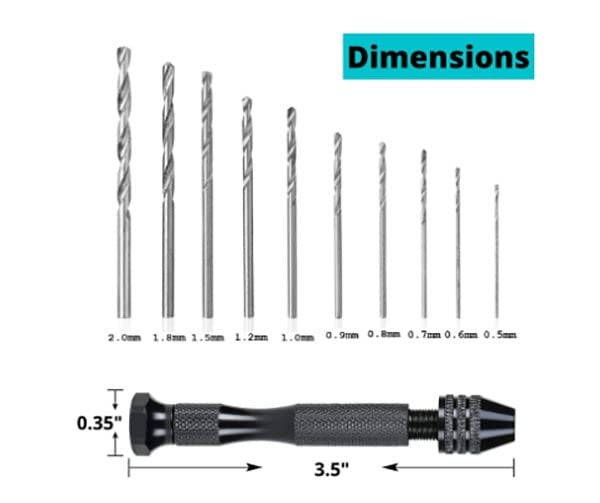 yadav Mini Micro Aluminum Twist Drill Bits Hand Tools of Keyless Chuck with 10pcs Twist Drill Bits Rotary Tools - Image 2
