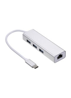 نيبمينينت موزع من Type C إلى 3 منافذ USB مع محول بمنفذ إيثرنت RJ45 أبيض  - Image 1