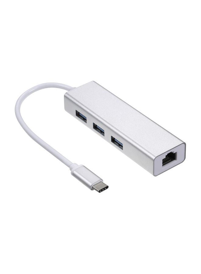 نيبمينينت موزع من Type C إلى 3 منافذ USB مع محول بمنفذ إيثرنت RJ45 أبيض  - Image 1