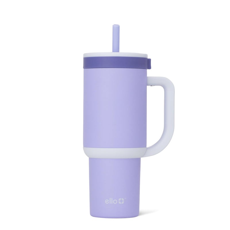 Ello Oasis 24oz Tumbler with Handle & Retracting Straw | Reusable Insulated Stainless Steel Cup 100% Leakproof, Gifts for Teens Women Men | Keeps cold for 24 Hours, Cup Holder Friendly, Twilight Blush - Image 1
