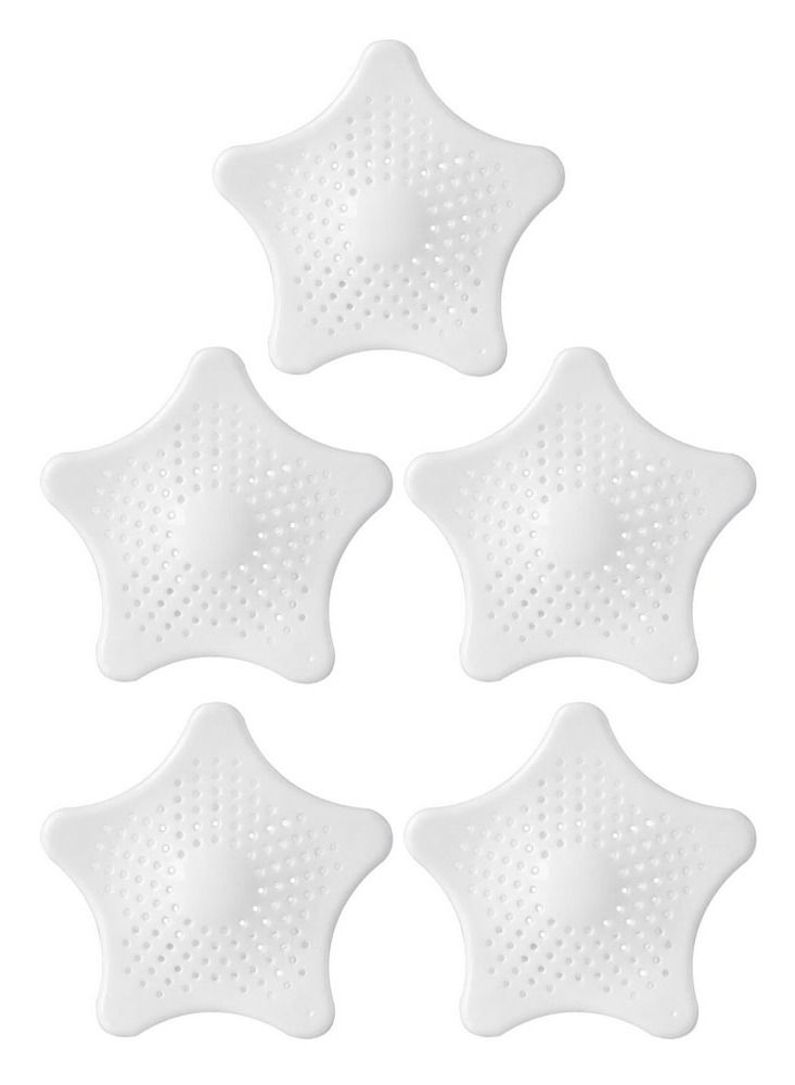 MARGOUN 5-Piece Kitchen Sink Strainer Filter Star Silicone Drain Cap Bathroom Floor Hair Catcher Anti Clogging Shower Drain Cover For Kitchen Bathroom Tub White  - Image 3