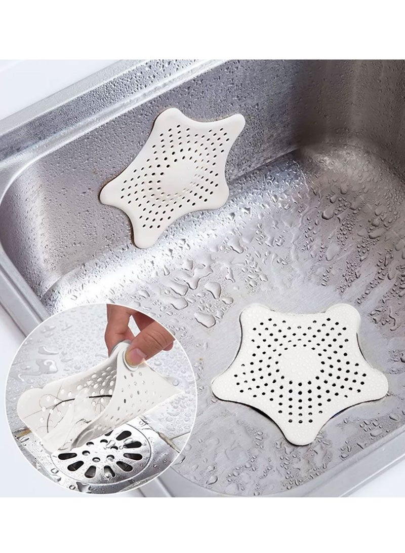 MARGOUN 5-Piece Kitchen Sink Strainer Filter Star Silicone Drain Cap Bathroom Floor Hair Catcher Anti Clogging Shower Drain Cover For Kitchen Bathroom Tub White  - Image 5