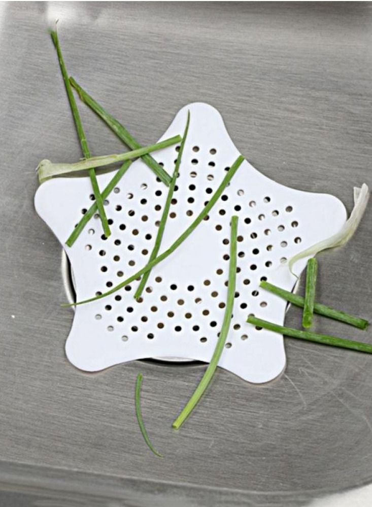 MARGOUN 5-Piece Kitchen Sink Strainer Filter Star Silicone Drain Cap Bathroom Floor Hair Catcher Anti Clogging Shower Drain Cover For Kitchen Bathroom Tub White  - Image 4