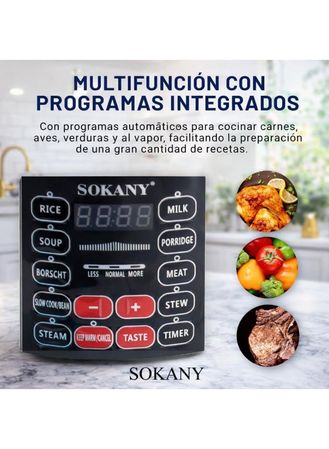Sokany 5L 1000W Multi-Function Pressure Cooker, SK-2402 - Red - Image 4