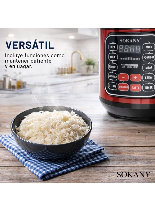 Sokany 5L 1000W Multi-Function Pressure Cooker, SK-2402 - Red - Image 5
