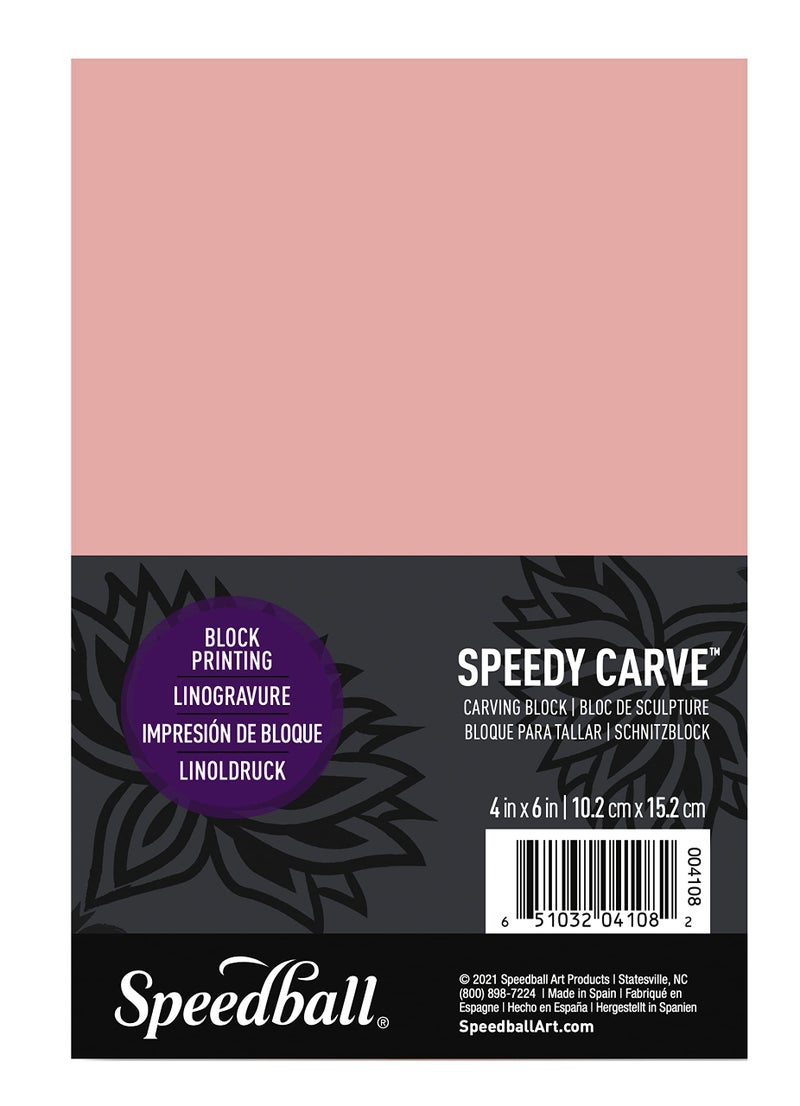 Speedball 4108 Speedy-Carve Block Printing Carving Block – Soft, Easy Carve Surface – 4 x 6 Inches, Pink - Image 1