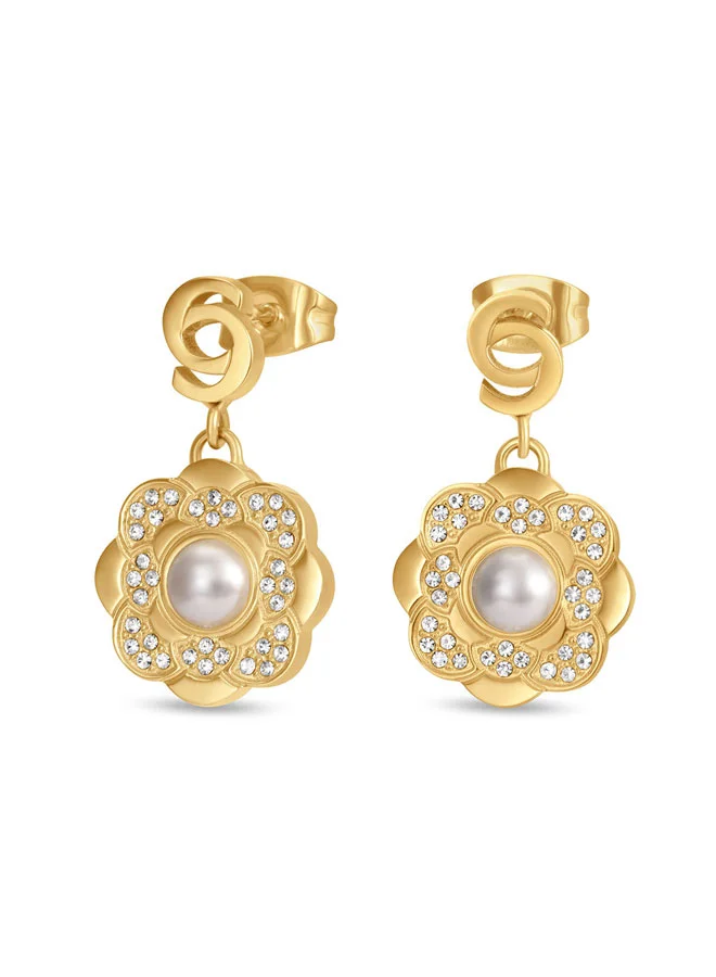 CERRUTI 1881 Jasmine Gold Flower Motif Earrings for Women