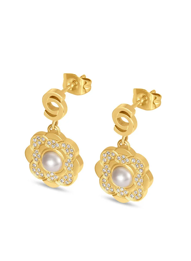 CERRUTI 1881 Jasmine Gold Flower Motif Earrings for Women