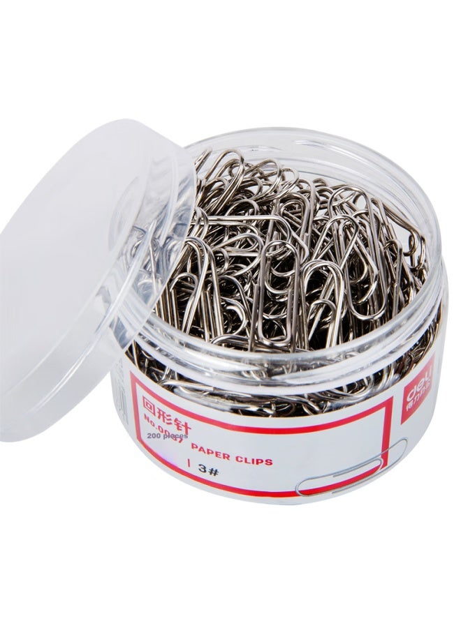 Deli 29mm Nickel-plated Paper Clips, #3 Metal Rust-resistant Binder Clips, 200 Pieces/tube, 3 Tubes, Office Stationery Supplies, 33089 - Image 2