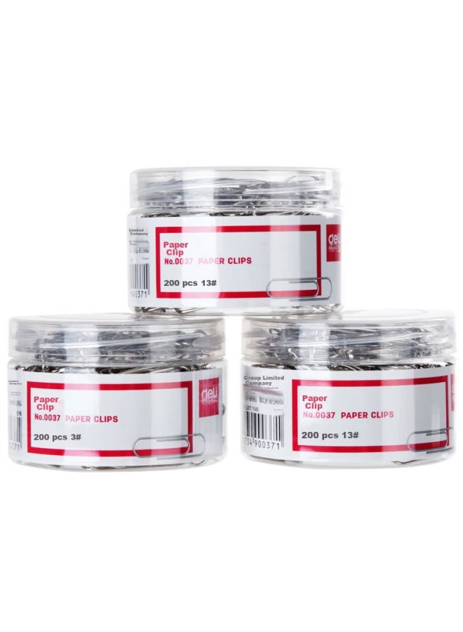 Deli 29mm Nickel-plated Paper Clips, #3 Metal Rust-resistant Binder Clips, 200 Pieces/tube, 3 Tubes, Office Stationery Supplies, 33089 - Image 4
