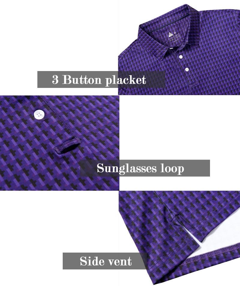 ZITY Men's Golf Shirts Short Sleeve Moisture Wicking Performance Print Patterns Casual Collared Golf Polo Shirt for Men - Image 4