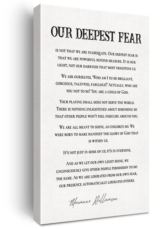 JerLoe Inspirational Quote Canvas Wall Art Motivational Our Deepest Fear Quotes Canvas Print Positive Canvas Painting Wall Decor Framed Gift 12x15 Inch - Image 1