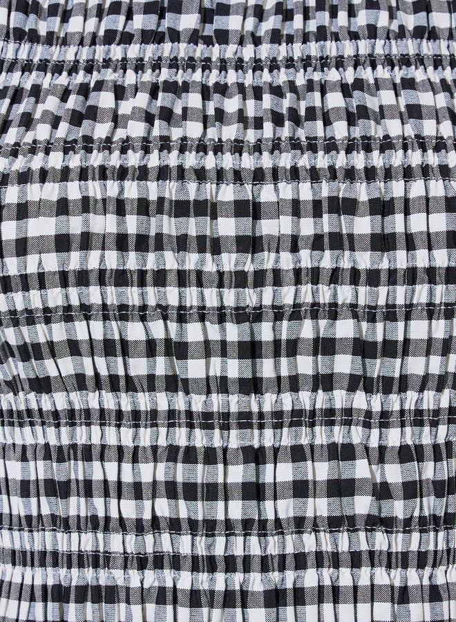 Take Two Black Gingham Ruffle Hem Smocked Top - Image 3