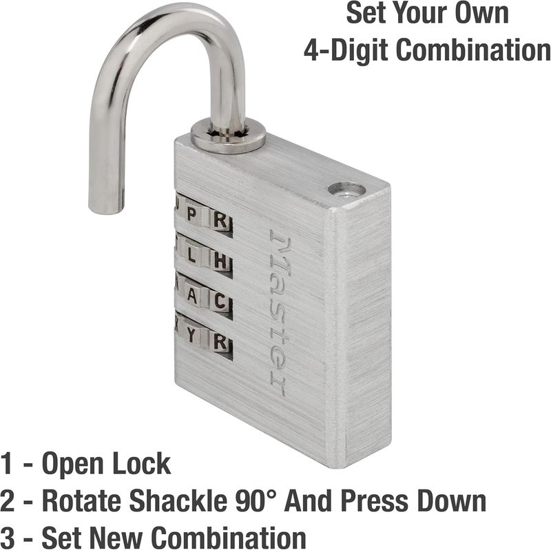 Master Lock 643DWD Set Your Own Word Combination Lock - 1-9/16 in. Wide, Durable Metal Body - Image 4