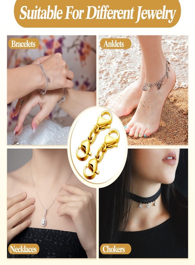 MTLEE Double Lobster Clasp Extender Double Claw Connector Bracelet Extension Clasp Small Bracelet Necklace Shortener for DIY Jewelry Making(1.3 Inch,Gold) - Image 5