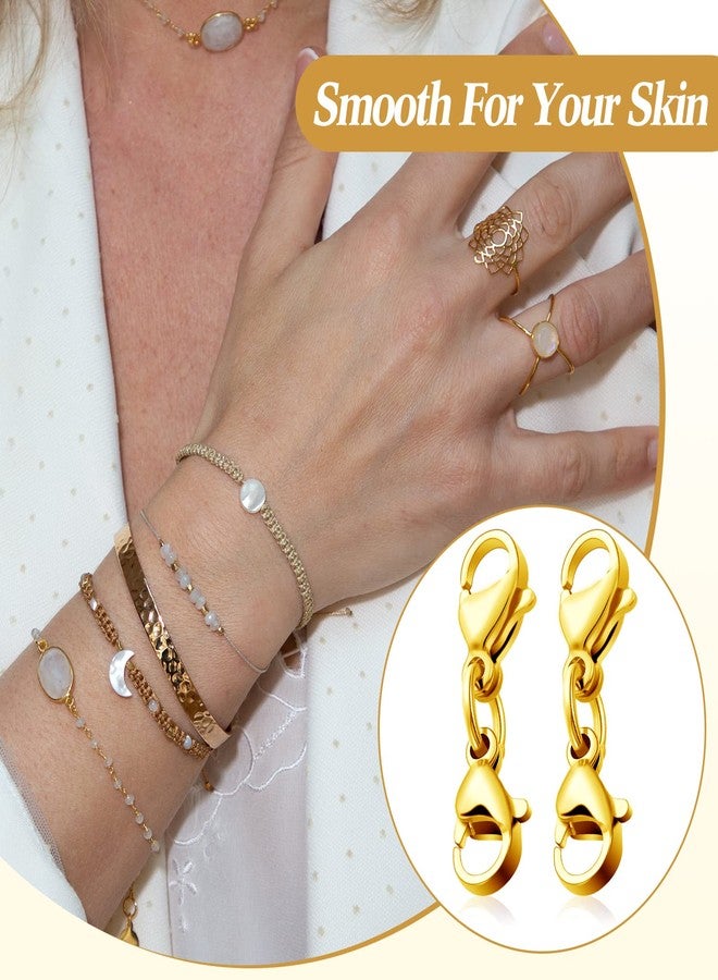 MTLEE Double Lobster Clasp Extender Double Claw Connector Bracelet Extension Clasp Small Bracelet Necklace Shortener for DIY Jewelry Making(1.3 Inch,Gold) - Image 3