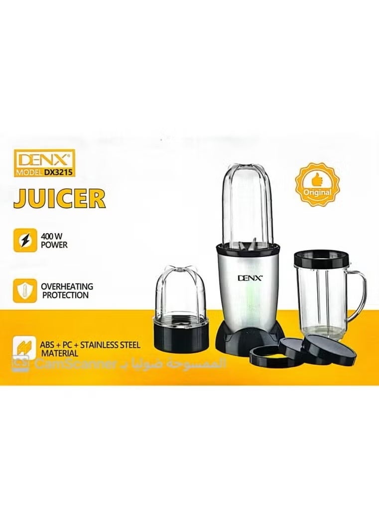 Denx Multi-Jug Blender with Powerful Base | Smoothie Maker | Grinding and Extracting Blade | Juicer, 220-240V, 400W - DX3215 - Image 1
