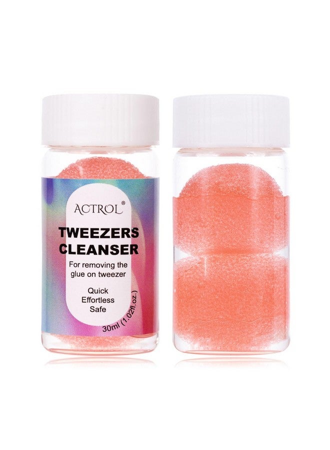 ACTROL Eyelash Extensions Tweezer Cleanser 1 Bottles Lash Tweezers Cleaning Tool For Lash Glue Remover With Sponge Pink Ball Lash Tweezer Liquid Supplies - Image 1