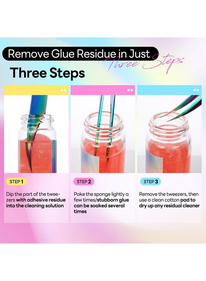 ACTROL Eyelash Extensions Tweezer Cleanser 1 Bottles Lash Tweezers Cleaning Tool For Lash Glue Remover With Sponge Pink Ball Lash Tweezer Liquid Supplies - Image 5