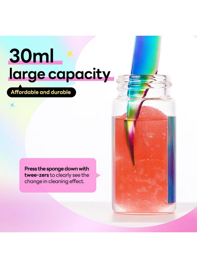 ACTROL Eyelash Extensions Tweezer Cleanser 1 Bottles Lash Tweezers Cleaning Tool For Lash Glue Remover With Sponge Pink Ball Lash Tweezer Liquid Supplies - Image 3
