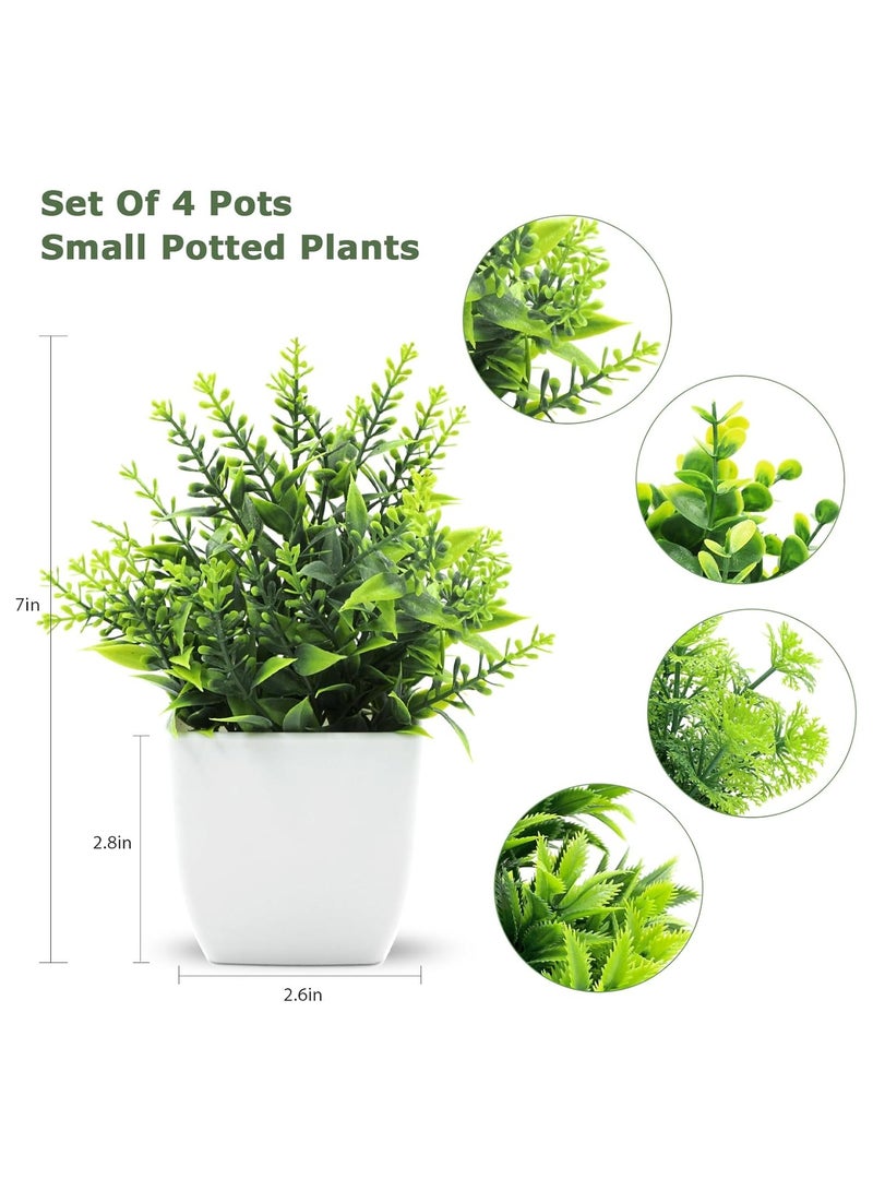 Generic 4Pcs Small Pack Fake Plants in Pots Artificial Eucalyptus Plant Mini Potted Faux Plants Indoor Small Plastic Lavender in Pots for Table Desk Bathroom Bedroom Office Home Farmhouse Decor  - Image 2