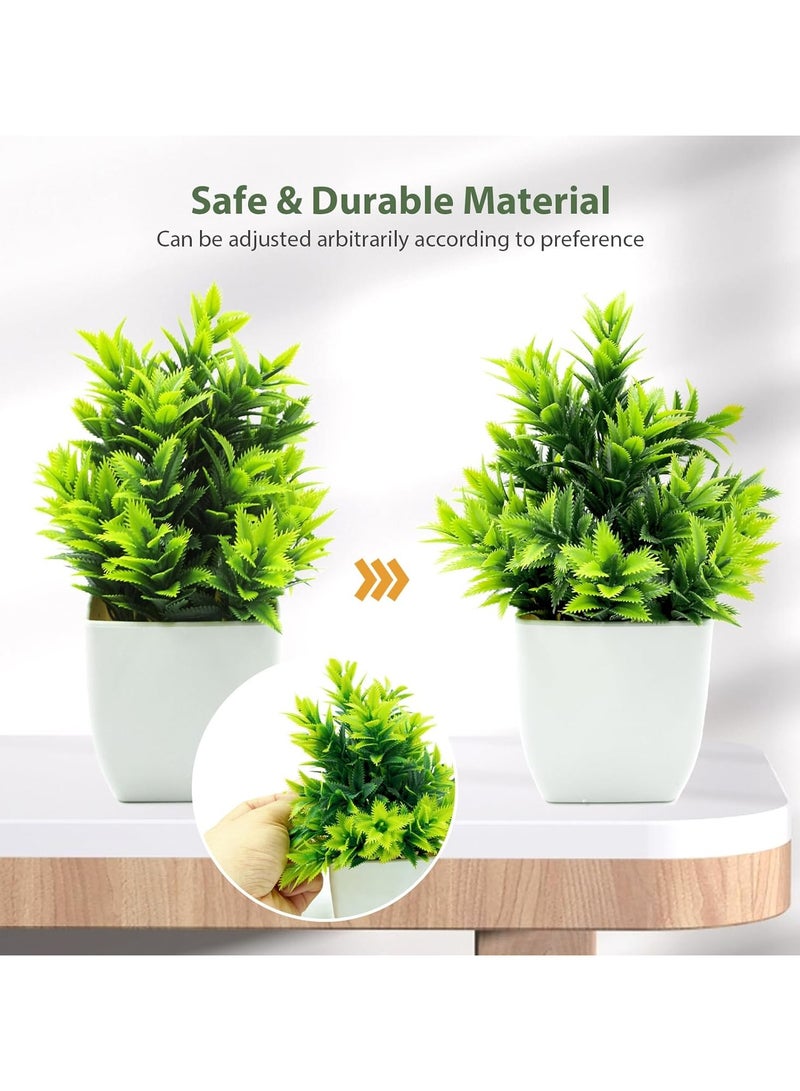 Generic 4Pcs Small Pack Fake Plants in Pots Artificial Eucalyptus Plant Mini Potted Faux Plants Indoor Small Plastic Lavender in Pots for Table Desk Bathroom Bedroom Office Home Farmhouse Decor  - Image 3