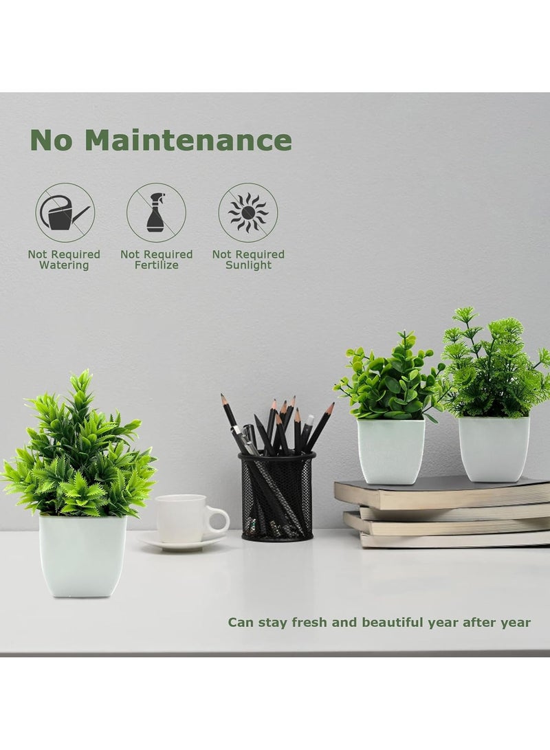 Generic 4Pcs Small Pack Fake Plants in Pots Artificial Eucalyptus Plant Mini Potted Faux Plants Indoor Small Plastic Lavender in Pots for Table Desk Bathroom Bedroom Office Home Farmhouse Decor  - Image 5