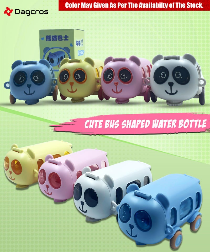 Dagcros Cute Panda Bus Shaped Water Bottle for Kids – 380ml Leak-Proof Bottle with Silicone Straw, Lock Lid, Portable Strap & Movable Wheels – Fun School Sipper for Boys & Girls - Image 5