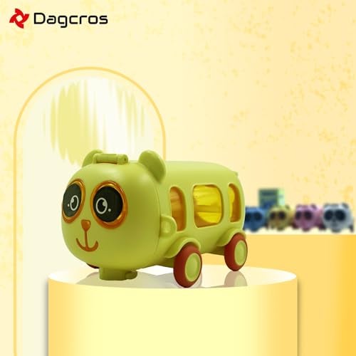 Dagcros Cute Panda Bus Shaped Water Bottle for Kids – 380ml Leak-Proof Bottle with Silicone Straw, Lock Lid, Portable Strap & Movable Wheels – Fun School Sipper for Boys & Girls - Image 2