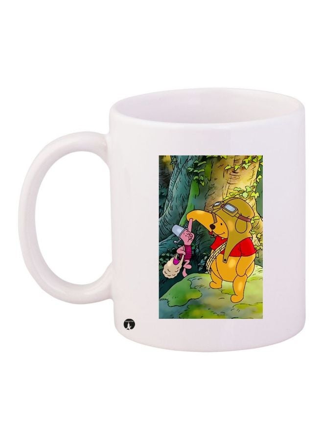 RYN Winnie-The-Pooh Printed Coffee Mug White/Green/Brown 11ounce