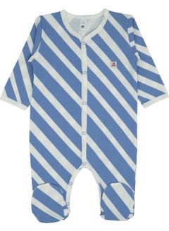 Jrmori Sideways Stripe Printed Jumpsuit with Snap Fasteners  - Image 1