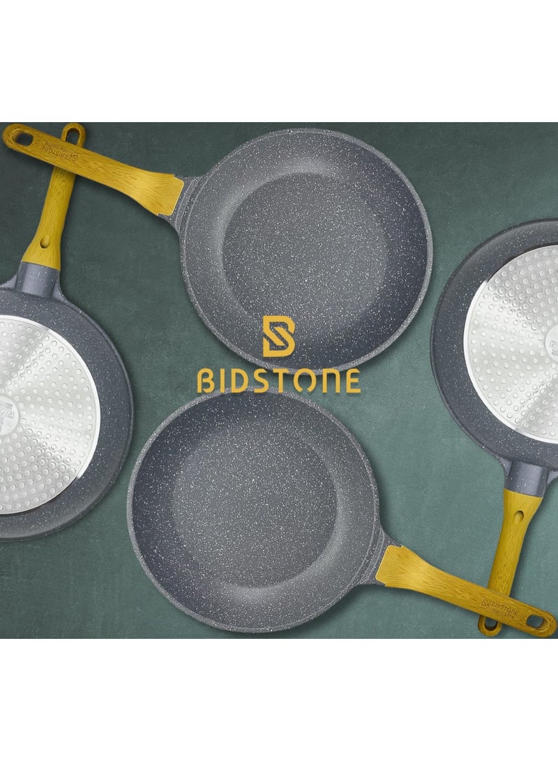 Bidstone 24cm Granite Frying Pan – 1.7 L Nonstick Saute Pan with Stay-Cool Handle & Hanging Loop – Multi-Layer Coating (Grey) - Image 4