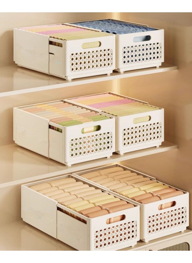 Golden 6 Pack Retractable Storage Box, Stackable Plastic Drawer Storage Box,Multifunctional Organizer and Storage Bins for Kitchen,Refrigerator,Cabinets,Wardrobes,Bathroom,Office(Large) - Image 1