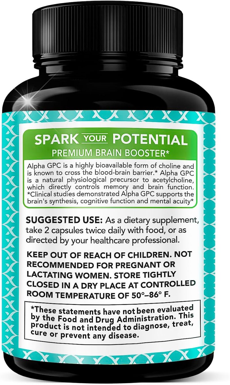 X Gold Health Alpha GPC Choline Supplement 600mg 99 Highly Purified Highly Bioavailable Source of Choline180 Veggie Capsules Cognitive Enhancer Nootropic Supports Memory  Brain Function Boosts Focus  Mood - Image 3