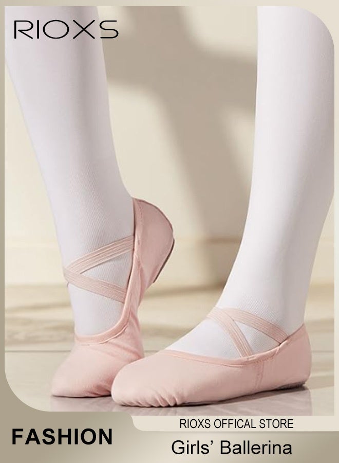 ريوكس Ballet Shoes For Girls, Kids Girls Ballet Practice Shoes, Highly Stretch Canvas Ballerina Flats, Split Sole Yoga Shoes, Flats Shoes For Dancing, Suede Leather Soles Dance Shoes, Comfy Anti-slip Ballet Shoes, Girls Ballet Shoes Yoga Dance Shoe - Image 2